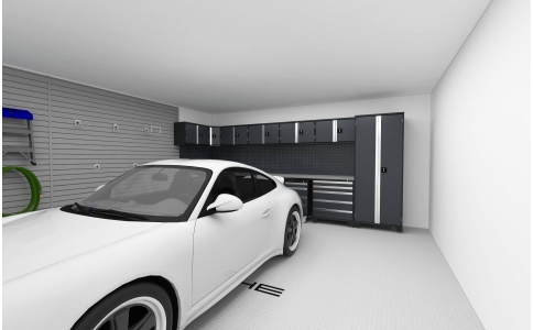 porsche in garage 